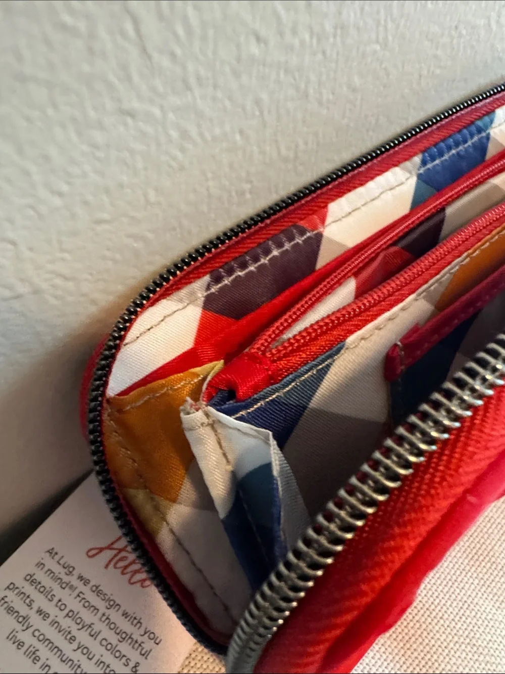 LUG tendu in Poppy Red Quilted Zip Wallet